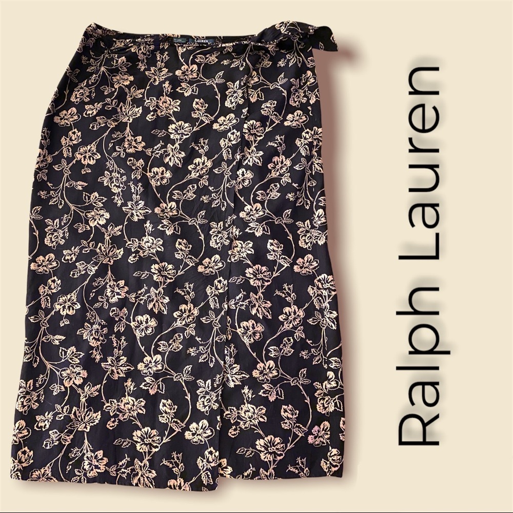 ❤️‍🔥VTG❤️‍🔥 Lauren Ralph Lauren - 16 - Silk and Linen True Wrap Skirt